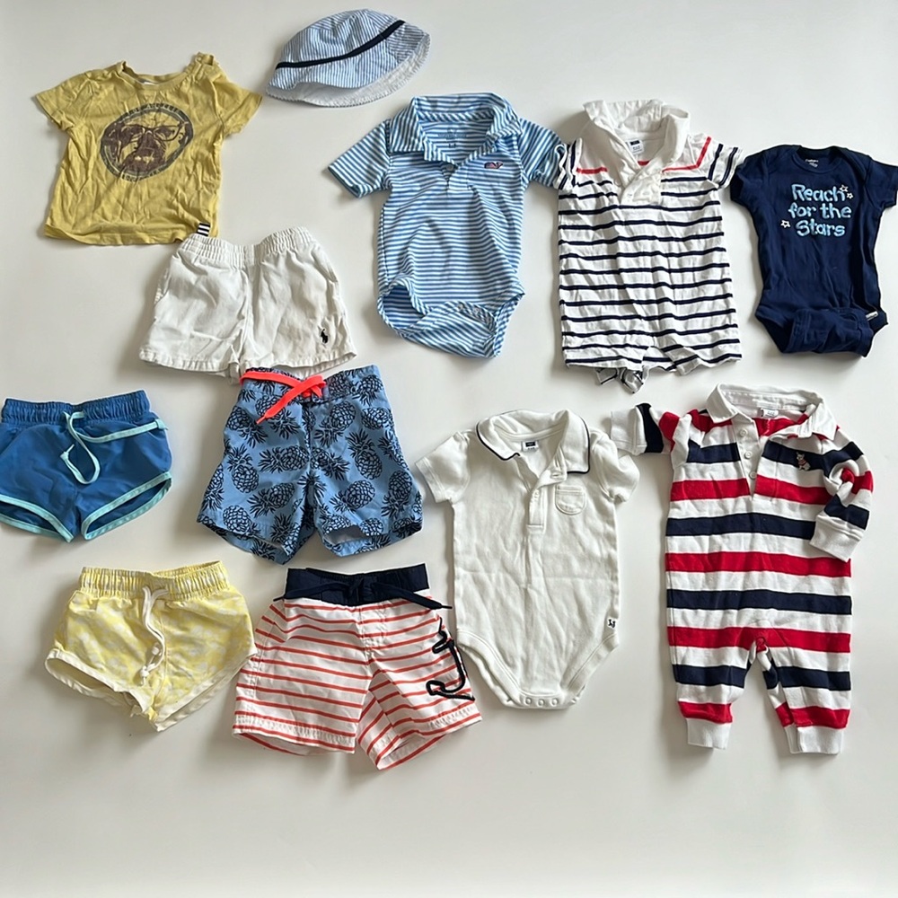 0-3M boy summer outfits and swimsuits lot bundle